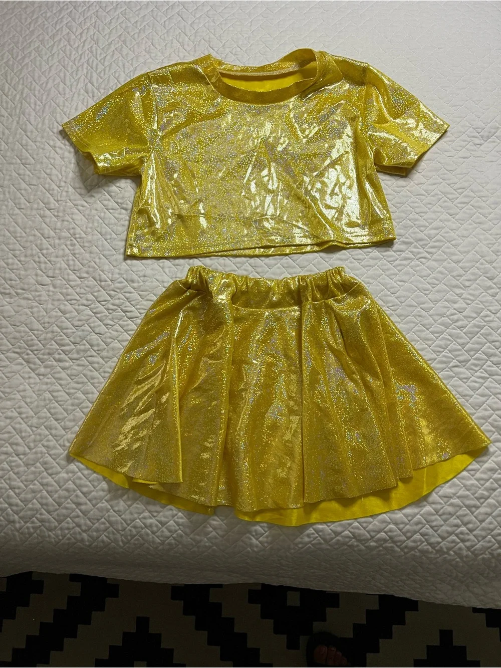 Kids Shimmer Yellow Gold Two-Piece Costume Set